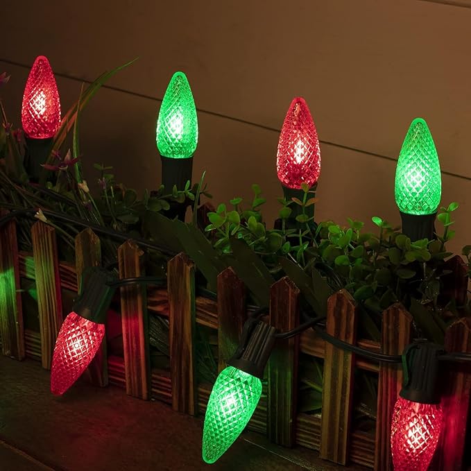 Minetom 147 FT 200 LED C9 LED Christmas Lights Outdoor - Plug in Fairy Lights with Timer & 8 Modes, Waterproof Commercial Grade Extendable for Indoor Outdoor Roofline Patio Yard Xmas, Red and Green