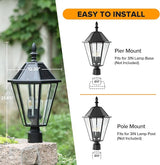 LUTEC 12513LE4-SL-Head LED Post Solar Light Outdoor, Dusk to Dawn Vintage Street Lights for Lawn Patio Yard Pathway | Lumora