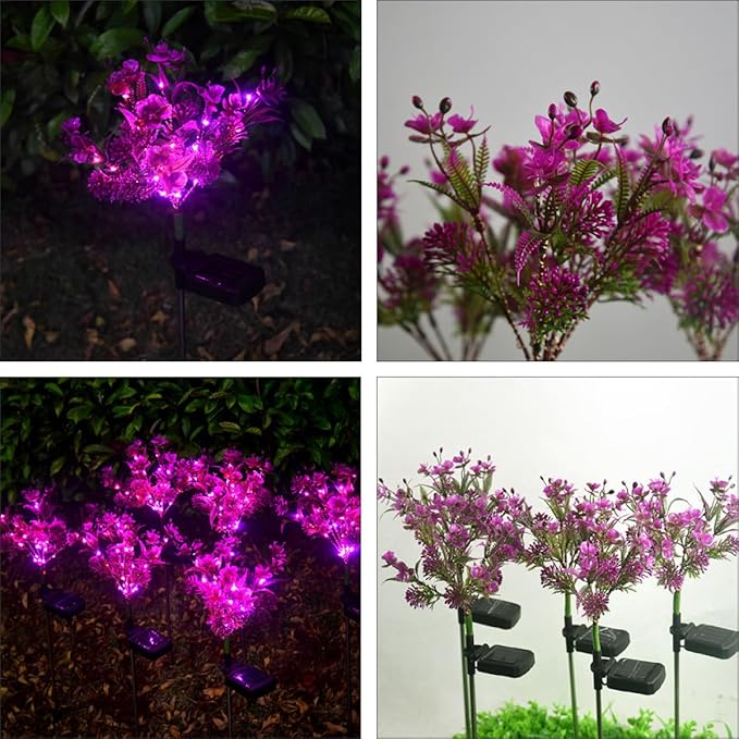 Gadpiparty Solar Garden Path Lights 2pcs, Waterproof LED Butterfly Orchid Lawn Stakes, Stylish Outdoor Decorative Landscape Lighting for Patio and Yard