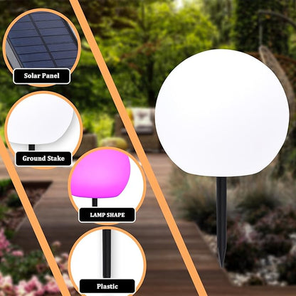 Outdoor Globe Light 2 Pack Solar Waterproof Garden Pathway Lights Outdoor Lights for Yard Patio Walkway Landscape In-Ground Spike