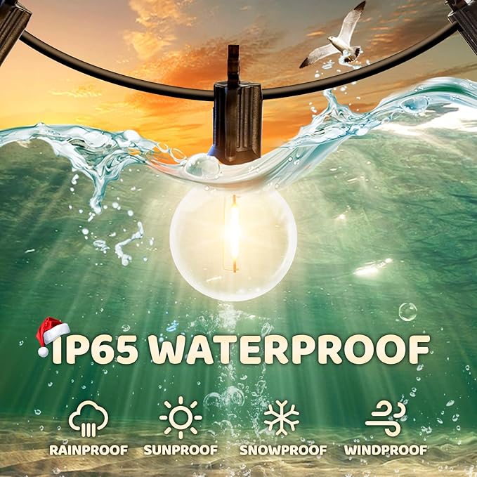 10FT LED Outdoor String Lights - Waterproof Patio Lights Shatterproof G40 Edison Globe Bulb, Connectable Hanging | Lumora