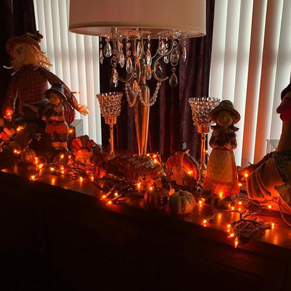 LAMPHOME Halloween String Light,100 Count Incandescent Mini String Light in 19.6ft,Indoor/Outdoor 120V UL Certified Mini Light for Halloween,Patio Lawn,Home,Garden,Party (Orange)