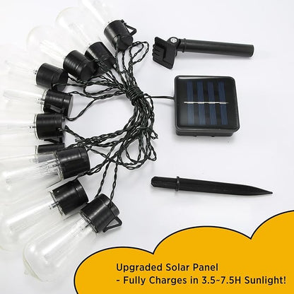 VENETIO 20LED 9m Solar String Lights Outdoor, Auto Light-Sensing 50,000H, IP54 Waterproof Shatterproof, 3000K Warm White with Remote, 8 Modes & 4 Timer/Dimming, Gift for Wedding/Garden/Party