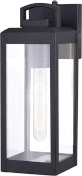VAXCEL Kinzie Outdoor Porch Light, 5" W x 14.25" H Black Outdoor Lantern, Modern Dusk to Dawn Wall Light for Porch | Lumora