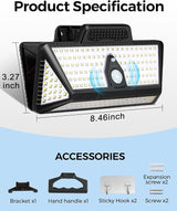Large Clip on Solar Lights Outdoor, 208 LEDs 1000Lum Bright Solar Security Light with Motion Sensor, 3 Ways -Mount | Lumora