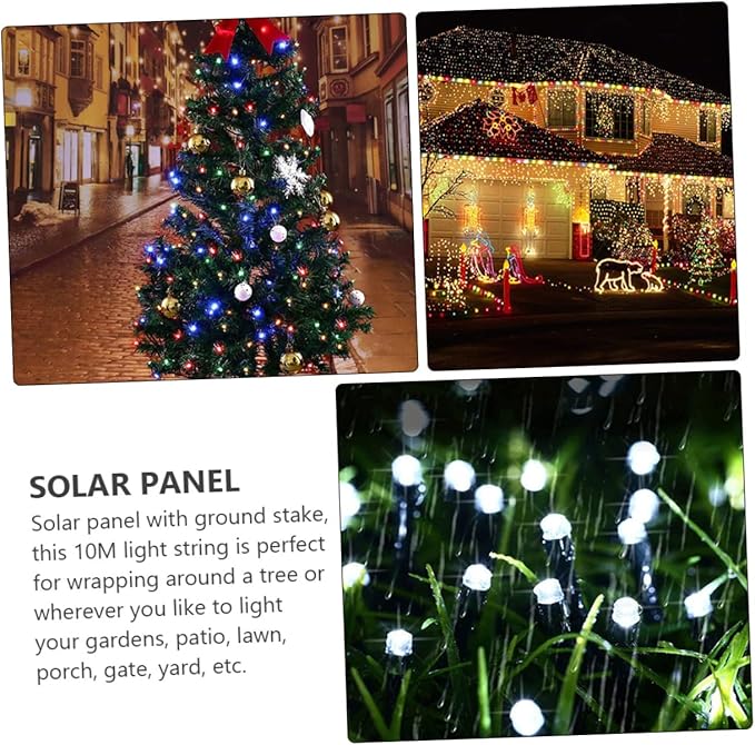 LIFKOME 100 Led Solar String Lights 10m Waterproof Auto On/Off Ip65 Outdoor Garden Decor Energy Efficient for Trees Porch Yard