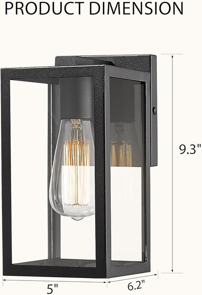 Bestshared Exterior Wall Lantern, Outdoor Wall Sconce, Patio Lighting Fixture for Porch, Home, Barn, Storefront (Black, 2 Pack)