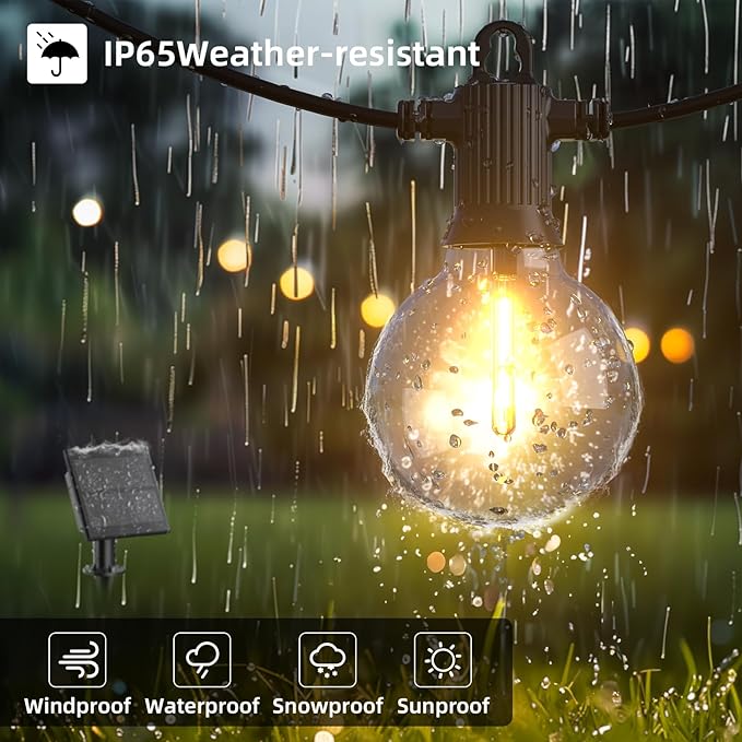 Kawaya Solar Powered String Lights for Outside, Outdoor IP65 Waterproof LED Patio Light with USB-Charging | Lumora
