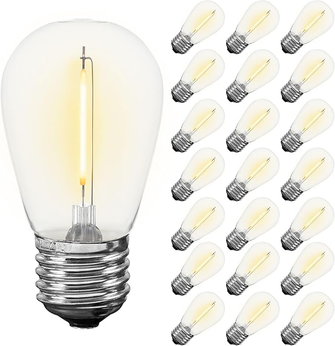 Novelty Lights Outdoor String Light Replacement Bulbs, 25 Pack S14 LED Edison Shatterproof Plastic, E26 Base | Lumora