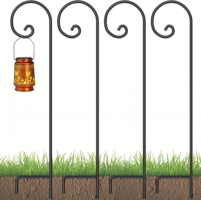 BEAU JARDIN 8 Pack Solar Pathway Lights + Pack Shepherds Hook 65 inch - Outdoor Lighting Accessory | Lumora