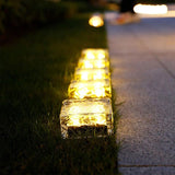 Solar Ice Cube Shaped Brick Light, 4x4x2.15 Inch Ice Cube Shaped Brick Warm White Outdoor Solar Garden Decorative | Lumora