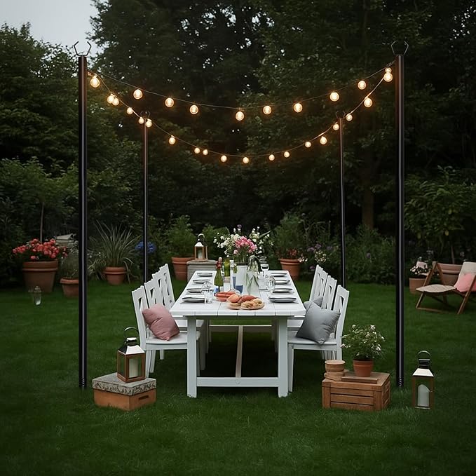 6 Pack String Light Poles for Outdoor, 10 ft Outside String Light Pole Hanging Party Wedding Decorations for Lawn | Lumora