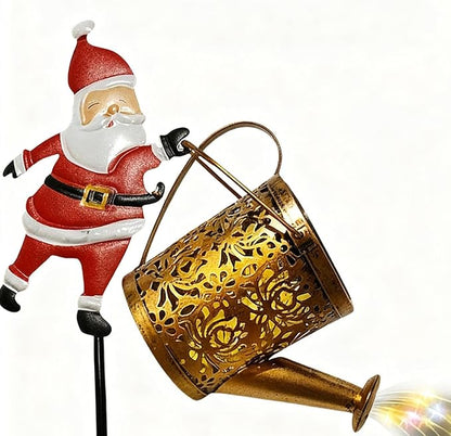 Christmas Claus Solar Kettle Lights Garden Lawn Decorative Lights，Solar Santa Claus Watering can Light, Santa Cla us Kettles Ground Lamp Led Night Lights for Patio, Yard and Pathway,22x17x10.5cm