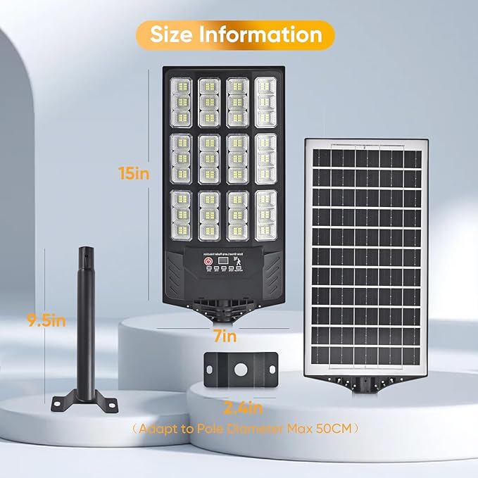 Solar Lights Outdoor Waterproof, 6500K Dusk to Dawn Solar Street Light Motion Sensor with Remote Control, LED Security Lights for Outside Garden Yard Parking Lot, Outdoor Flood Lights