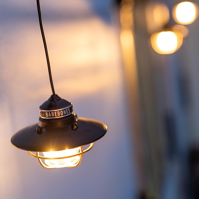 Barebones Edison Pendant String Lights - Antique Bronze, 3 Edison-Style LED Bulbs with 10-Foot Cord, Energy-Efficient Outdoor Lanterns for Patio, Garden, or Indoor Decor