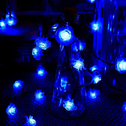 Solar Heart Lights, Outdoor Heart Lights 30LED 19.7ft with 8 Mode Working Lighting Waterproof for Christmas Tree Party Wedding Garden Decorate (Rose-Blue)