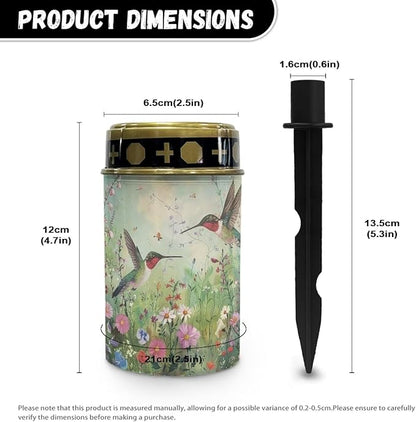 Solar Powered Garden Stake Lights Multipurpose Solar Lights Cemetery Decorations for Grave Outdoor Lights Gravesite Decor Yard Art for Remembrance Gifts - Flowers Hummingbird