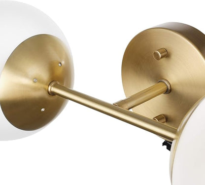 Globe Electric Celestia 2-Light Wall Sconce, Matte Brass, Frosted Glass Shades