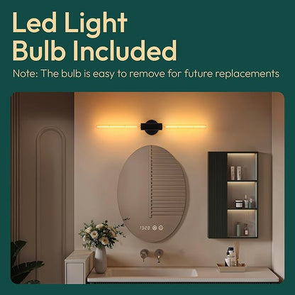 ALAMPEVER Wall Sconce with T10 Bulbs, Modern Bathroom Black Wall Sconces, Clean Lines Design, Dimmable Wall Light for Bedroom, Living Room, Hallway, Entryway, Café, and Bar