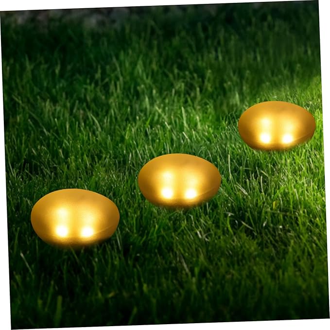 NUOBESTY Outdoor Solar Pebble-Shaped Garden Light Warm Light Decorative Solar Pathway Lamp for Garden Patio Lawn and Walkway Ambiance