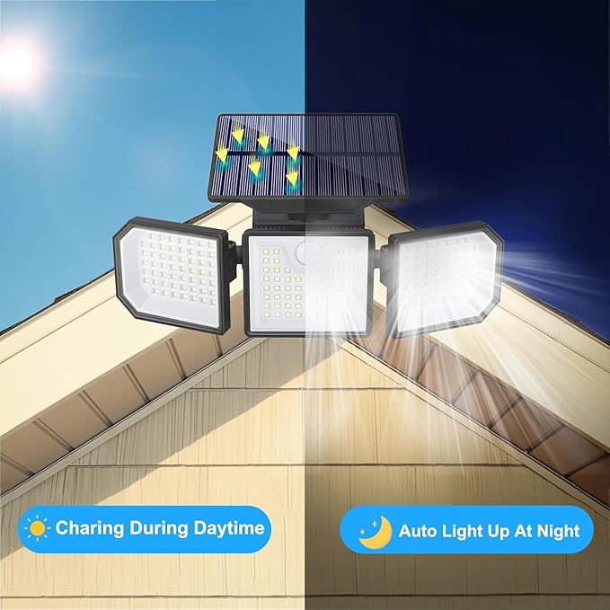 Solar Lights Outdoor with Motion Sensor, 2500LM 167 LED Security Lights with Remote Control, 270° Wide Angle Flood | Lumora