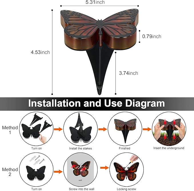 Ground Lights, Equipped with 4 Solar Butterfly Lights for Outdoor Waterproofing, 14 LED Solar Landscape Lighting, Suitable for Gardens, courtyards, terraces, corridors, Lanes, and walkways (Yellow)