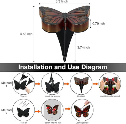 Ground Lights, Equipped with 4 Solar Butterfly Lights for Outdoor Waterproofing, 14 LED Solar Landscape Lighting, Suitable for Gardens, courtyards, terraces, corridors, Lanes, and walkways (Yellow)