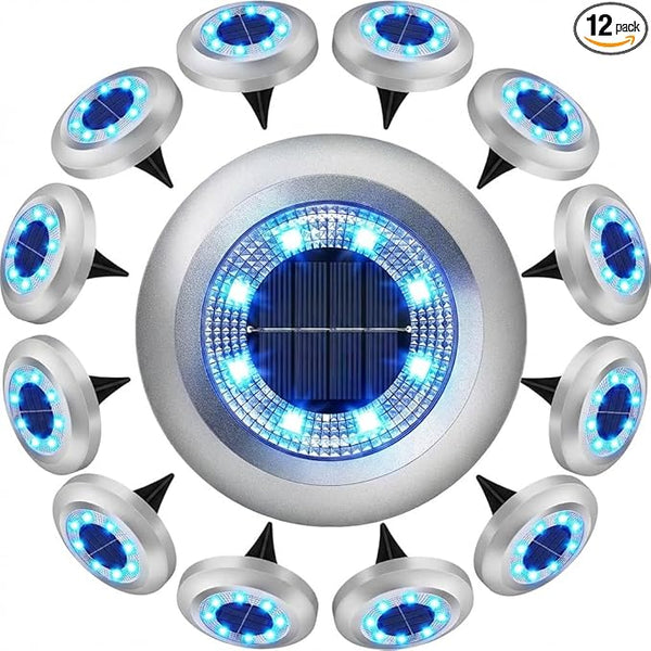Solar Lights Outdoor,12 Pack Solar Garden Lights for Pathway,Yard,Deck,Lawn,Patio,Walkway,Driveway,Step（Blue） | Lumora