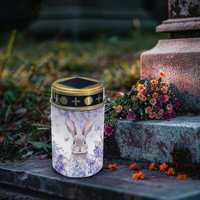Rabbit Floral Solar Cemetery Grave Decorations, Waterproof Memorial Cemetery Decorations - Outdoor Path Light | Lumora