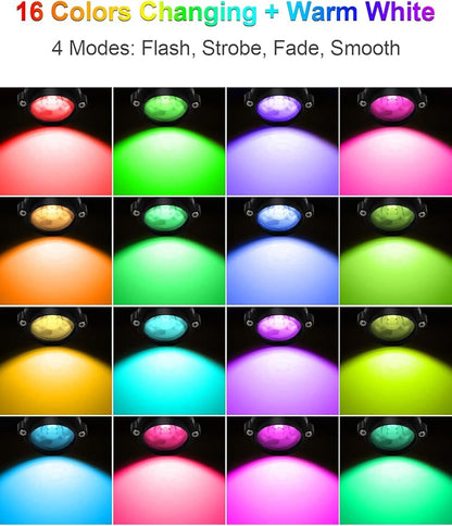 ZUCKEO LED Spot Lights Indoor RGBW Up Lights with Remote, 120V 10W Uplighting Indoor Spotlights Plug in, 4.92FT Code Accent Flood Light Christmas Color Changing Landscape Lighting with Switch (2Pack)