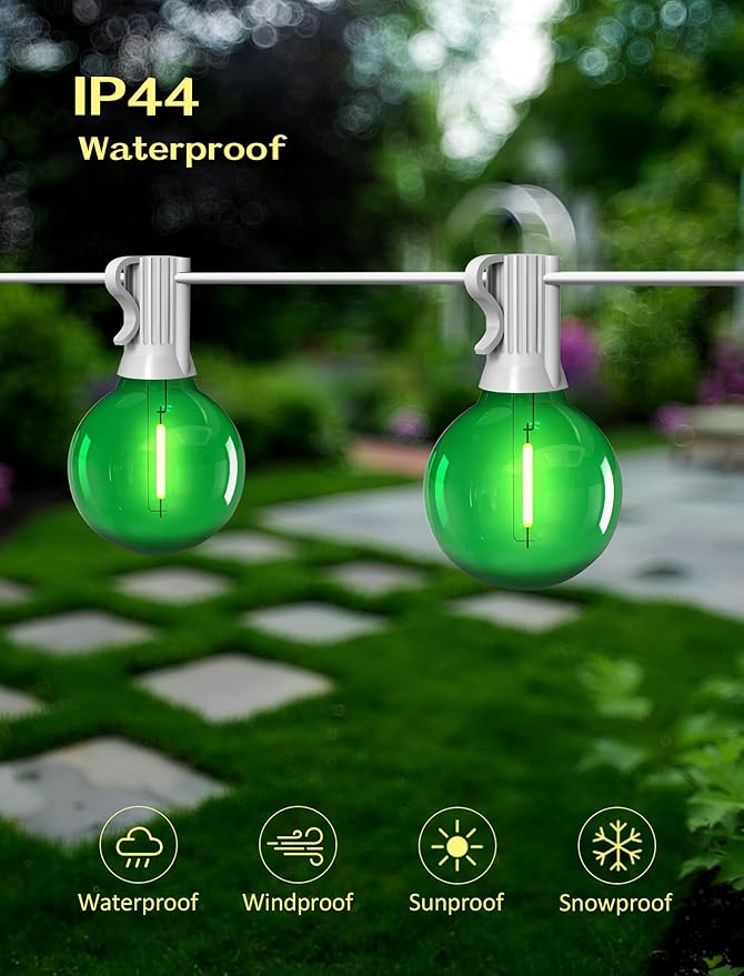 10 Pack G40 LED Replacement Bulbs, E12 Candelabra Base, 0.6W Green Globe Light Bulbs, Shatterproof Plastic Shell | Lumora