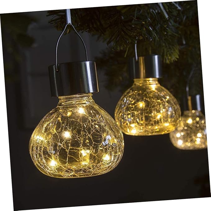 GALPADA Elegant Retro Solar Glass Ball Light Dusk to Dawn Outdoor Lighting Solar Pathway Lights for Garden Landscape