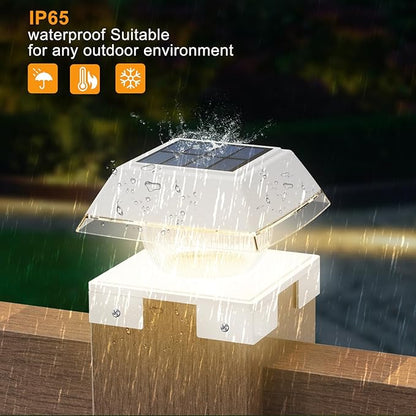 Suamote Solar Post Cap Lights Outdoor, Fits 4x4 Wood/Vinyl Posts, Post Lights Solar-Powered IP65 Waterproof for Yard, Deck, Fence, Efficient 1500mAh Battery, 120 Lumen, Warm White & Cold White