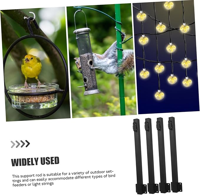 Artibetter 4pcs Outdoor Hanger Poles for String Lights Bird Feeders Easy Installation Support Rods for Yards | Lumora