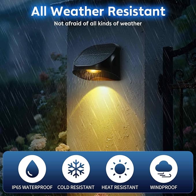 12 Pack Solar Fence Lights Outdoor, Solar Deck Lights with RGB Colors Warm White Cool White, Waterproof Fence Light | Lumora
