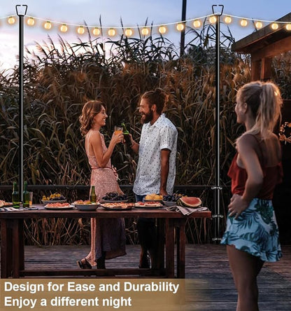 Queension 10FT Deck String Light Poles for Outdoor String Lights for Garden, Backyard, Patio Lighting Stand for Parties, Bistro & Weddings, 2 Pack