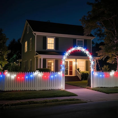 Red White and Blue Christmas Lights, UL Certified and Commercial Grade 100 LED Christmas Decorations String Lights, for Indoor and Outdoor Use.