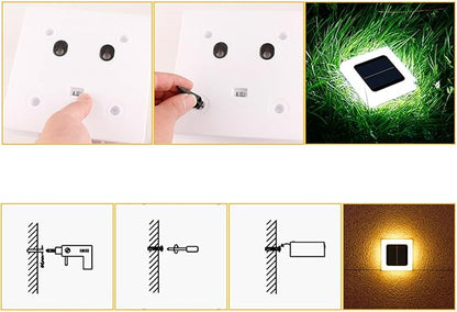 Pathway Lights Solar Powered Square Flat Solar Lights Outdoor Waterproof Solar Stair Light In Ground Landscape Lighting for Garden Lawn Patio Yard Walkway Night Lamp (Warm Light)