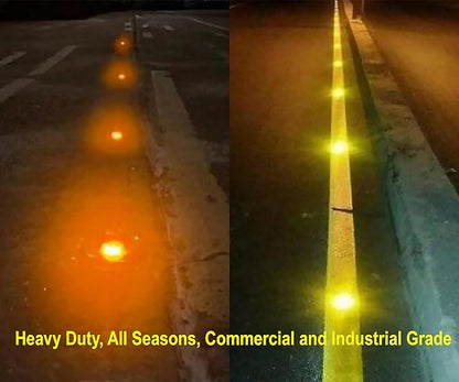 Chandler Solar Driveway Ultra Bright Dock Deck Lights Wireless Solar Powered Waterproof Outdoor Warning Step Lights for Driveway Pathway Metal Ground 6 LED Light 3 Each Side Yellow Color (Pack of 1)