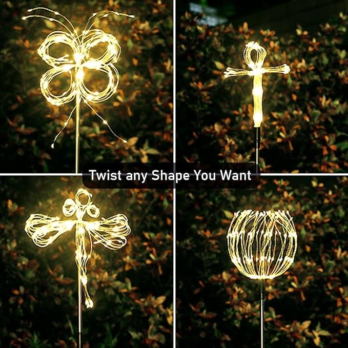 Redefun Solar Fireworks Lights for Outside 2 Pack 120 LEDs Solar Garden Decor, 8 Modes Tall Sparkler Light Outdoor Waterproof Starlit Starburst Lights for Yard Flower Bed Lawn Pathway Decorations