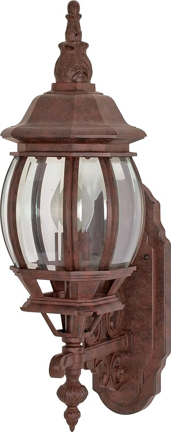 Nuvo 60/886 Old Wall Lantern with Clear Beveled Panels, Old Bronze, Small, bronze/dark