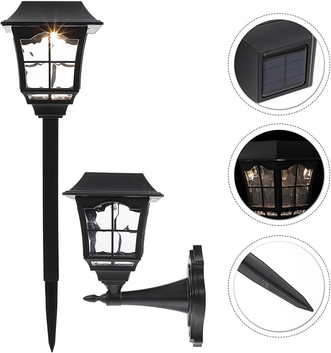 Yardwe 2pcs Solar Yard Lamps Outdoor Waterproof Solar Garden Lighting for Path Lawn Patio Warm White LED Wall Mounted