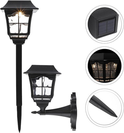 Yardwe 2pcs Solar Yard Lamps Outdoor Waterproof Solar Garden Lighting for Path Lawn Patio Warm White LED Wall Mounted