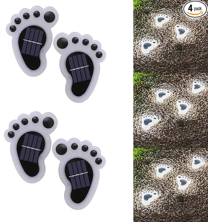 Solar Paw Print Lights, Cats and Dogs Animal Solar Lights, Outdoor Decorative Lights, Garden Lights Path Lights Walkway Lighting, Suitable for Terrace Yard Garden Path Lawn Yard 4 Pack (Style F)