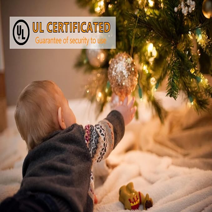 25ft 50 Counts Warm White LED Christmas Lights - Commercial Grade Outdoor Waterproof, Green Wire, Xmas Tree Lights, IP:65, UL