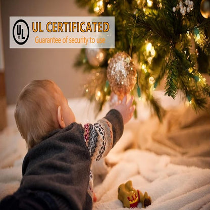 25ft 50 Counts Warm White LED Christmas Lights - Commercial Grade Outdoor Waterproof, Green Wire, Xmas Tree Lights, IP:65, UL
