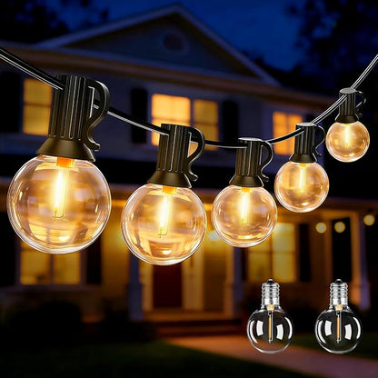 Ollny 50FT Outdoor String Lights, Waterproof Connectable Shatterproof Patio Lights with 25+2 G40 Edison Bulbs Plug in，Outdoor Hanging Light for Backyard, Porch, Deck, Garden, 2700K
