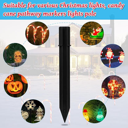 24 Pcs Replacement Stakes for Christmas Candy Cane Lights Outdoor, Pathway Markers Lights Spike Replacer for Pathway Lights Accessories (0.68'*6.05')