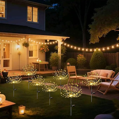 Solar Garden Lights Outdoor Waterproof (2 Pack),Solar Landscape Lighting,420LED Firework,Lights for Garden, Pathway, Party & Christmas,Multicolor