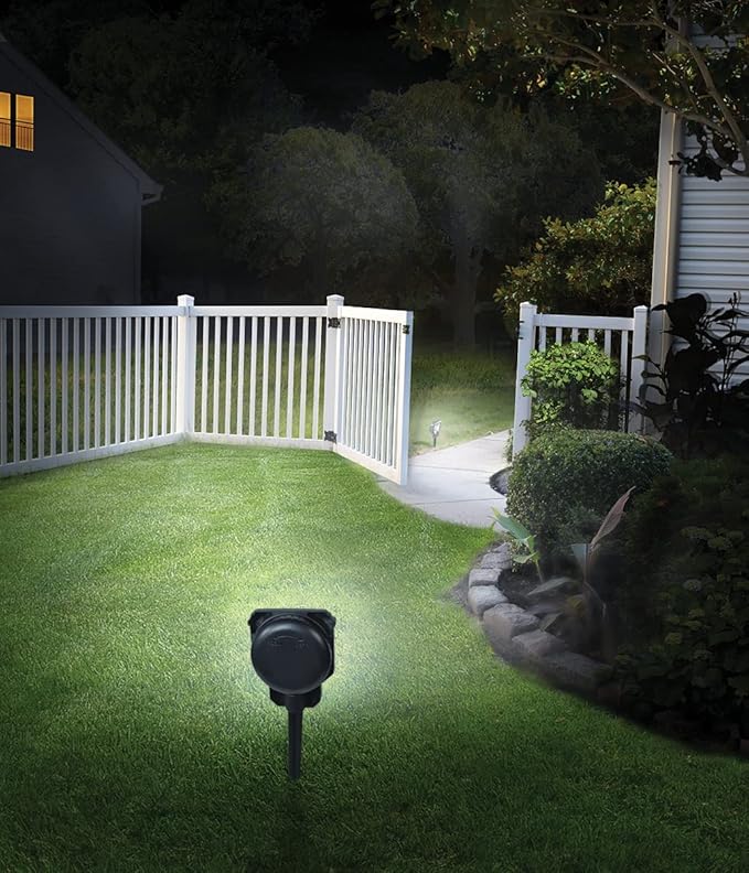 Good Earth Lighting Battery Operated LED Landscape Path or Deck Lights in Bronze, Motion Sensor with Auto Off, 50 Lumens, 5000K Color Temperature, Set of 2 Lights